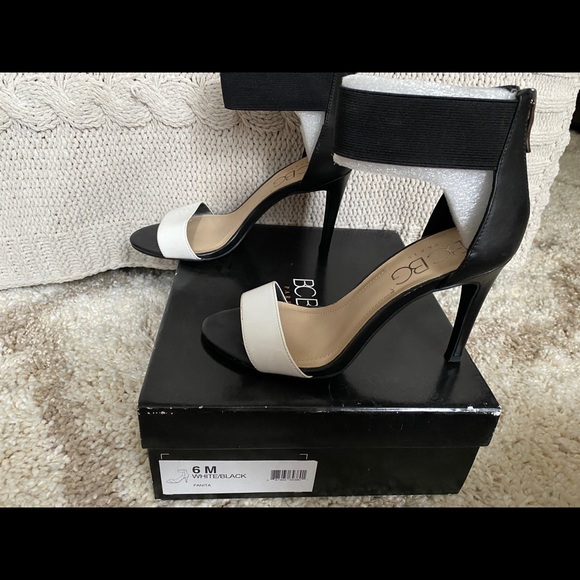 BCBG Heel Sandals in White and Black - Picture 4 of 4